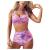 Bikini Sets for Women Two Piece Retro Swimsuit Retro Halter Ruched High Waist Swimwear with Bottom Modest Bathing Suit