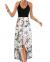 KILIG Women's V Neck Sleeveless Casual Summer Sundresses Asymmetrical Patchwork Floral Maxi Dresses