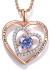 JD&P Rose Gold Love Heart Long Pendant Necklace for Women Girls with Zirconia Birthstone, Christmas Birthday Mothers Day Jewelry Gifts for Mom Grandma, Valentines Day Gifts for Her