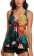 Modest Tankini Swimsuits for Women Two Piece Bathing Suits Floral Print Tank Top with Boyshorts Tummy Control Swimming Suits