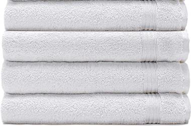 White Bath Towel 4 Piece Set, 700 GSM 100% Cotton, 27 inch X 57 inch