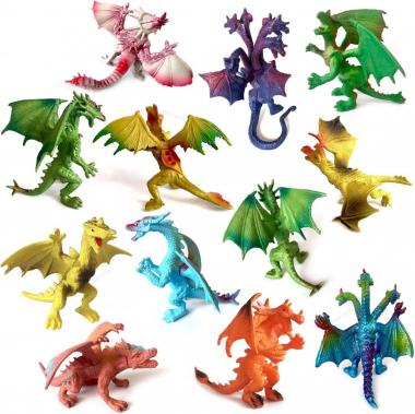 12Piece Dinosaur Model Realistic Flying Dragon Gift Box Toy, 4 inch sci-fi Game Monster Triceratops Pterodactyl Party Gifts Boys Hobbyist Prize