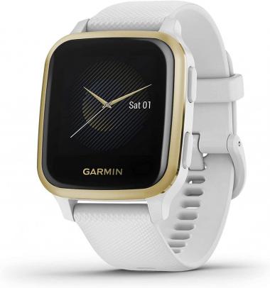 Garmin Venu Sq, GPS Smartwatch with Bright Touchscreen Display, Up to 6 Days of Battery Life, Light Gold and White (Renewed)