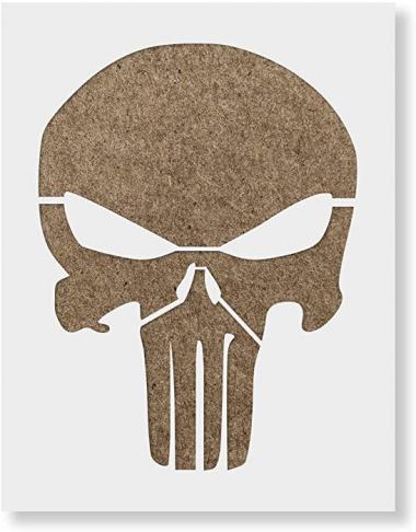 Punisher Skull Stencil - Reusable Stencils for Painting - Create DIY Punisher Skull Crafts and Projects