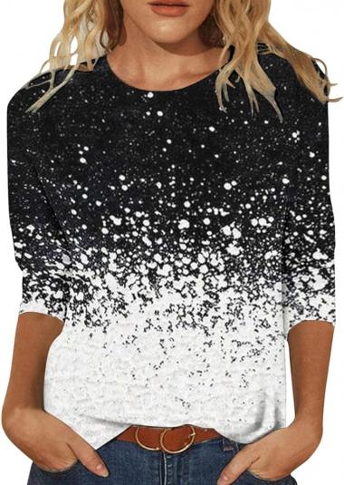 Womens Vintage Print Summer Blouses Elbow Length Casual Tops 3/4 Sleeve Tshirts Shirts Loose Fit Ladies Clothing 2024