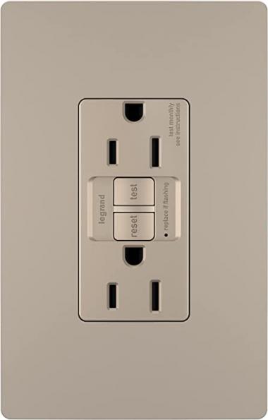 Legrand - Pass & Seymour Radiant Self-Test GFCI Outlet with Screwless Wall Plate, Safe for Kids, Tamper Resistant, Nickel, 15 Amp, 1597TRWPNI