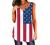 Fashion Women Tank American Flag Print Lace Tops Insert V-Neck Shirt Blouse