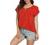VIISHOW Women's Summer Casual Rolled Cuff Zip Half Placket Chiffon Short Sleeve Top Blouses