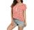 VIISHOW Women's Summer Casual Rolled Cuff Zip Half Placket Chiffon Short Sleeve Top Blouses