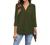 Newchoice Womens Collared V Neck 3/4 Sleeve Shirts Business Casual Tops Loose Work Blouses