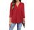 Newchoice Womens Collared V Neck 3/4 Sleeve Shirts Business Casual Tops Loose Work Blouses