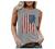 Women's Patriotic Shirt USA Flag Letters Print Sleeveless Tank Top Summer Casual Crewneck 4th of July Graphic Tee Tops