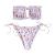 ZAFUL Women's Strapless Ribbed Tie Back Ruffle Cutout Bandeau Bikini Set Swimsuit