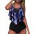 Women Swimsuit Women 2 Piece Split Swimsuit Ruffle Vest High Waist Tummy Bikinishort Floral Swimsuit Bikini Set