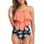 Women Swimsuit Women 2 Piece Split Swimsuit Ruffle Vest High Waist Tummy Bikinishort Floral Swimsuit Bikini Set