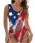color cosplayer American Flag One Piece Print Swimsuits for Women Sexy Tummy Control High Waisted Swimwear Bathing Suit