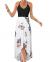 KILIG Women's V Neck Sleeveless Casual Summer Sundresses Asymmetrical Patchwork Floral Maxi Dresses