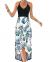 KILIG Women's V Neck Sleeveless Casual Summer Sundresses Asymmetrical Patchwork Floral Maxi Dresses