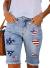Sidefeel Women Bermuda Shorts Denim Destroyed Raw Hem Shorts Jeans