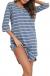 Vlazom Women’s Nightgowns Soft Cotton Stripe Nightdress 3/4 Sleeve Night Shirt Sleepwear with Pockets
