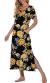 PrinStory Womens Long Nightgown Short Sleeve Nightshirt V-Neck Soft Loungewear Casual Sleepwear With Pockets