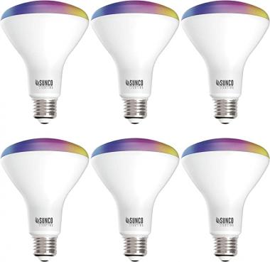 Sunco Lighting BR30 Alexa Smart Flood Light Bulbs, Color Changing LED Recessed WiFi Bulb, 8W, RGBCW, Dimmable, 650 LM, Compatible with Alexa & Google Assistant, E26 Base, No Hub Required 6 Pack