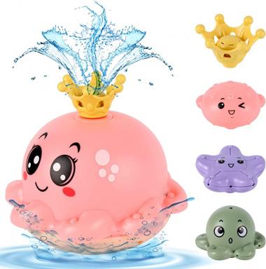 NDESYDAI Baby Bath Toys, Octopus Bath Toys for Toddlers 1-3, Light Up Spray Water Bathtub Toys for Baby Toddlers Infant, Pool Bathroom Sprinkler Toys with 4 Modes