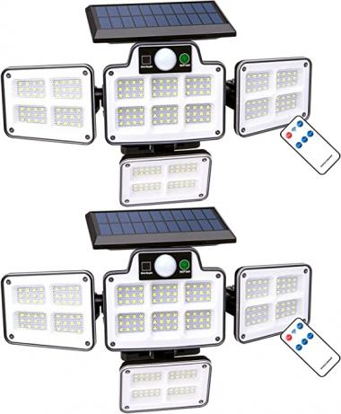 Solar Outdoor lamp with Remote Controller 228led IP67 Waterproof 270° Wide-Angle Lighting Sensor lamp is Suitable for Courtyard, Garden, Parking lot Passage, etc，2Pack
