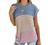 Twotwowin Women's Summer Tunic Tops Color Block Side Twist Knotted Short Sleeve Shirts Casual Blouse