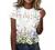 Womens T-Shirt Casual Dressy Floral Printed Short Sleeve Funny Graphic Tee Shirts Summer Cute Loose Blouse Tops