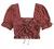 Floerns Women's Summer Square Neck Schiffy Drawstring Front Crop Top Blouse