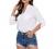 Pinspark Womens Roll Up Sleeve Button Down Shirts V Neck Blouses for Work Office Business Casual S-XXL