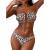 ZAFUL Women's Strapless Ribbed Tie Back Ruffle Cutout Bandeau Bikini Set Swimsuit