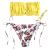 ZAFUL Women's Strapless Ribbed Tie Back Ruffle Cutout Bandeau Bikini Set Swimsuit