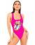 EDOLYNSA Women's One Piece Swimsuits U Neck Bathing Suits V Back Monokini Athletic Training Swimwear