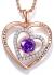 JD&P Rose Gold Love Heart Long Pendant Necklace for Women Girls with Zirconia Birthstone, Christmas Birthday Mothers Day Jewelry Gifts for Mom Grandma, Valentines Day Gifts for Her