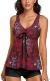 Modest Tankini Swimsuits for Women Two Piece Bathing Suits Floral Print Tank Top with Boyshorts Tummy Control Swimming Suits