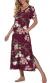 PrinStory Womens Long Nightgown Short Sleeve Nightshirt V-Neck Soft Loungewear Casual Sleepwear With Pockets