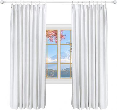 DotheDrape 52 W x 90 L inch Pinch Pleat Darkening Drapes Faux Linen Curtains with Lining Drapery Panel for Living Room Bedroom Meetingroom Club Theater Patio Door (1 Panel),White
