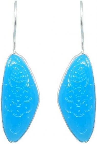 Indian Bollywood Jewelery Women Silver Oxidised Long Earrings Jhumki Blue Stone