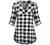 Miusey Womens Mandarin Collar Plaid Roll Sleeve V Neck Flowy Loose Tunic Blouse