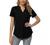 Davenil Women's Short/Long Sleeve V-Neck Tops Loose Tunic Irregular Hem 3/4 Cuffed Sleeve Blouses Casual Rolled Sleeve Shirts