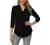 Davenil Women's Short/Long Sleeve V-Neck Tops Loose Tunic Irregular Hem 3/4 Cuffed Sleeve Blouses Casual Rolled Sleeve Shirts