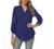 Davenil Women's Short/Long Sleeve V-Neck Tops Loose Tunic Irregular Hem 3/4 Cuffed Sleeve Blouses Casual Rolled Sleeve Shirts