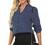 Pinspark Womens Roll Up Sleeve Button Down Shirts V Neck Blouses for Work Office Business Casual S-XXL
