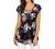 Furnex Women's Short Sleeve Tunic Shirt Pleated Mesh Blouses Summer Floral Tops