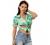 Allegra K Women's Hawaiian Shirts Leaves Printed Short Sleeve Tropical Button Down Shirt