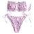 ZAFUL Women's Strapless Ribbed Tie Back Ruffle Cutout Bandeau Bikini Set Swimsuit