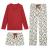 Eddie Bauer 3-Piece Waffle Knit Pajama Set for Women – Long Sleeve V-Neck Henley, Matching Print Pants & Shorts