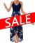 KILIG Women's V Neck Sleeveless Casual Summer Sundresses Asymmetrical Patchwork Floral Maxi Dresses
